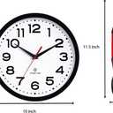 Roymnie Atomic Wall Clock 10 Inch, Modern Clock Battery Operated Classic Analog Decorative for Kitchen, Living Room, Office, Bedroom, Bathroom (Black)