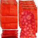 24 Pack 20'' x 14'' Mesh Onion Bags, Reusable Drawstring Fresh Produce Storage Bags for Onions, Vegetables, Potatoes, Citrus, Crawfish Firewood (20x14 In)