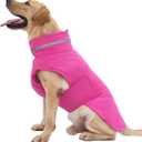 Mklhgty Waterproof Dog Coat for Large Dogs, Warm Dog Winter Jacket, Reflective Windproof Turtleneck Coats with Adjustable Hook & Loop - Pink - XL (XL: 56-95lbs)