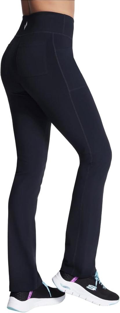 Skechers Women's Go Walk High Waisted Pant Joy  4-Way Stretch, Moisture-Wicking, Layered Waistband (Large, Black)