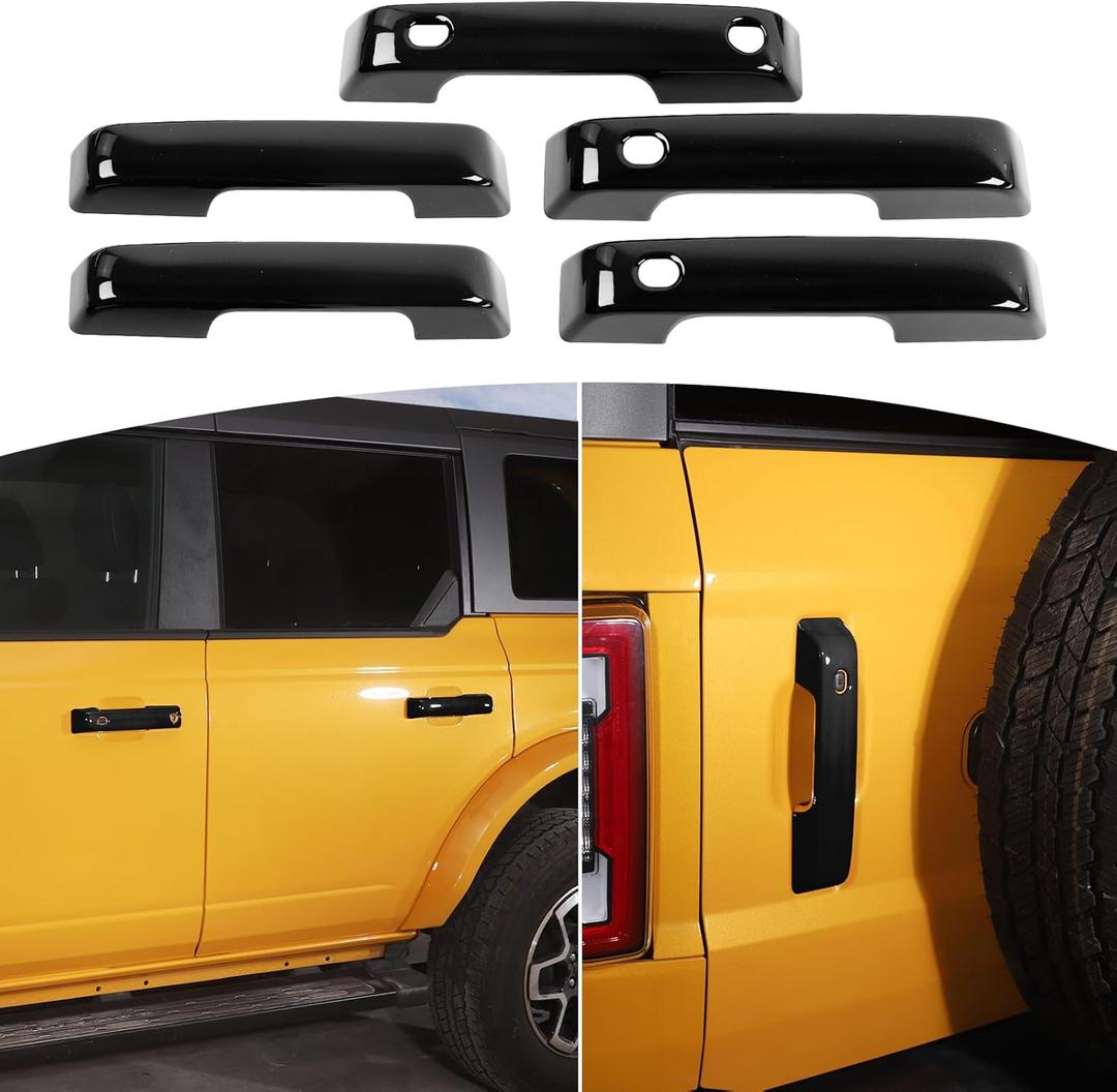for Bronco Door Handle Cover Trim Fit for Ford Bronco 2021 up Black Exterior Accessories 5pcs
