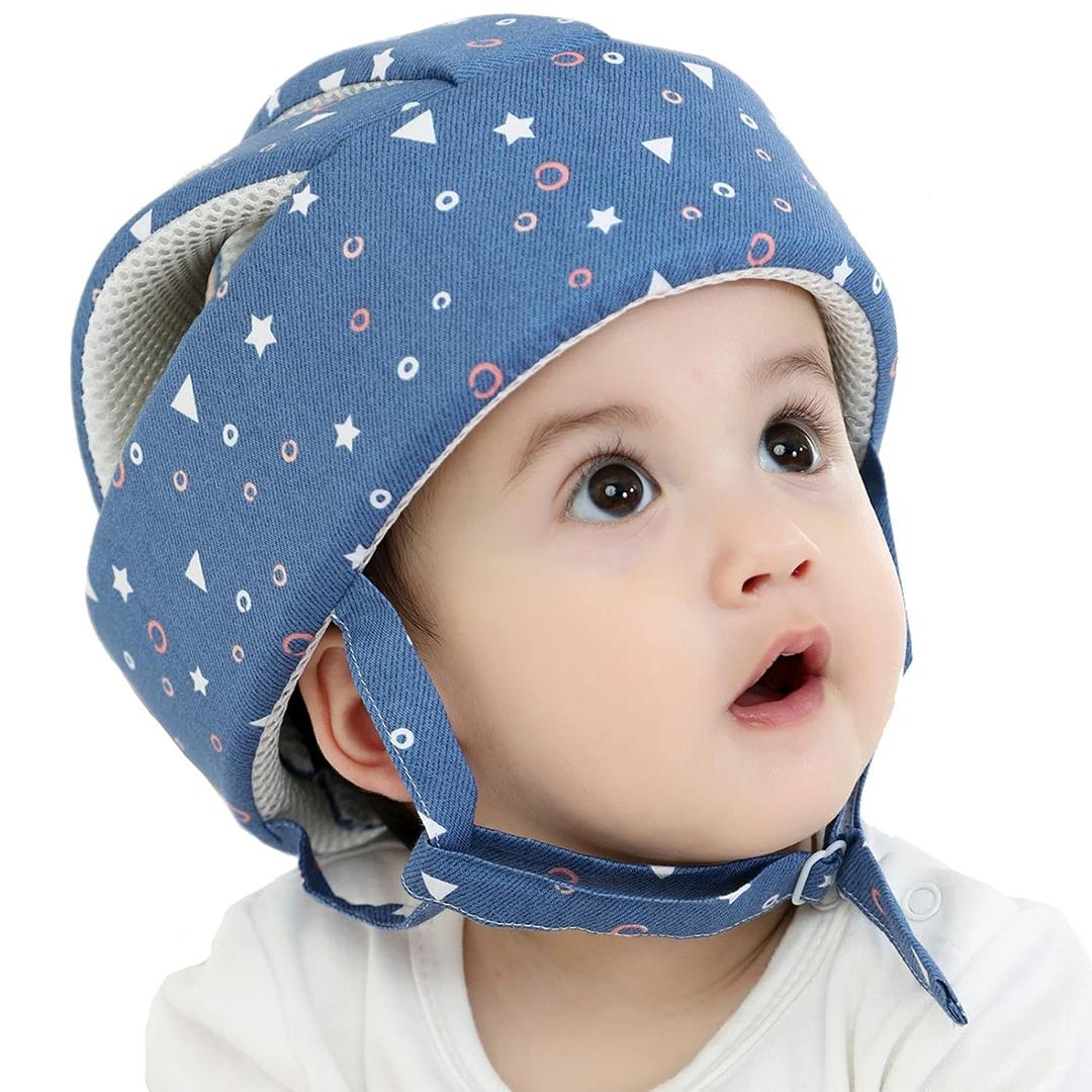 Baby Helmet Toddler Children Headguard Infant Head Cushion Protective Harnesses Cap Soft Adjustable Kid Hat Head Protector (Starry Blue)