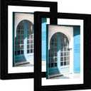 eletecpro 9x12 Floating Picture Frames Set of 2, Clear Double Glass Picture Frames for Wall Mount, Vertical or Horizontal Display Multi-size Photos and Artworks up to 9x12 Inches, Home Decor, Black