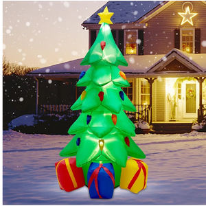 7 FT Inflatable Christmas Tree, Christmas Tree with 3 Gift Wrapped Boxes, Christmas Decoration for Indoor Outdoor Yard Garden