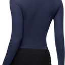 REORIA Womens Sexy Deep V Neck Bodysuit Cross Wrap Bodysuit Long Sleeve Double Lined Top Going Out Outfits