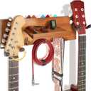 SNIGJAT Guitar Wall Mount with Rotatable Hook, Wood Guitar Hanger with Shelf and Pick Holder, Wall Stand Rack for Acoustic, Electric, Bass
