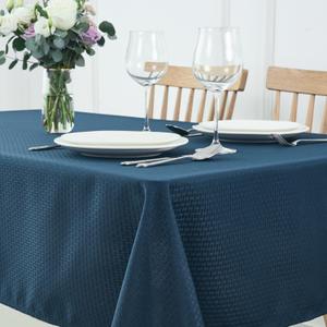 maxmill Square Tablecloth Weaved Texture Stain Resistant Waterproof Wrinkle Free Washable Soft Table Cloth, Decorative Fabric Table Cover for Dining Room Dinner Parties, 52 x 52 Inch, Navy Blue