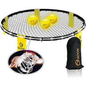 GOOX Outdoor Beach Ball Game, Roundnet Game Set for FamilyCarrying Bag, 3 Balls, Net and Strip Light (ONLY for Light Up Set), Played Outdoors, Indoors, Beach, Lawn, Yard and Park