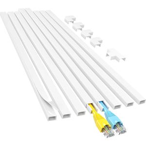 Yecaye Cord Hider, 113in One-Cord Cable Concealer, Cord Covers for Wires on Wall, Easy Install Cable Management Kit for 2 Small Wires, Cables Raceway Home Office, W0.59in H0.4in, White