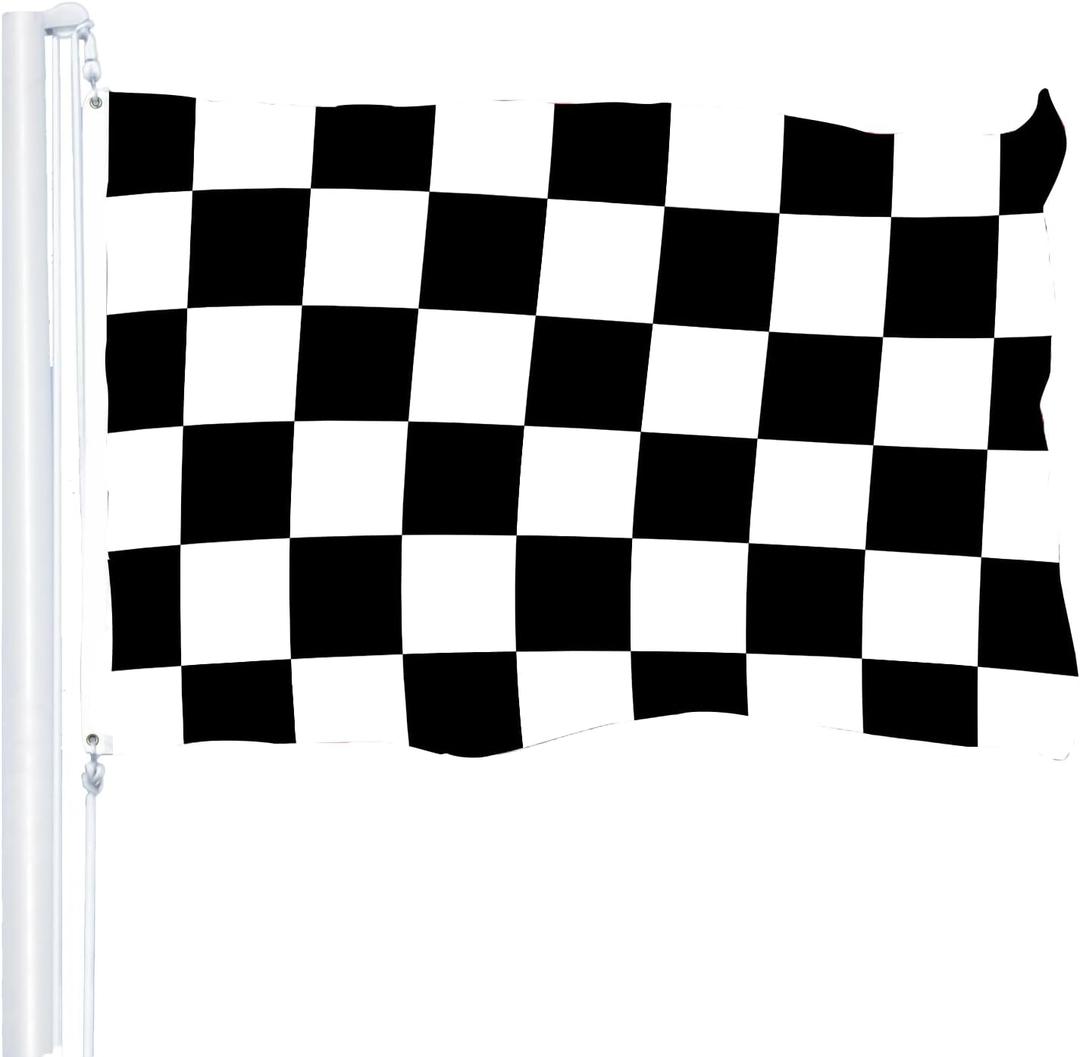 Checkered Flags for Outside 3x5 Outdoor Flag Banner Black White Racing Garage Cool Checked Race Checker Banners, 3 Ply Double Stitched Print Racingcolor Checkerboard Porch with Brass Grommets Car Finish Garden Yard Lawn Patio House Dorm Room