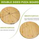 18" Pizza Cutting Board Extra Large Round Cutting Boards Double Sided 2XL 18inch Tray Pizza Oven Accessories Prep Board Paddle Wooden with Cutting Grooves Circular Circle Bamboo Serving Platter