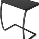 SRIWATANA Black C Shaped Side Table, Vintage End Table for Sofa Couch Bed, 13.8D x 22W x 24.4H in