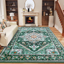 Vanmoos 8x10 Area Rugs for Living Room, Bedroom - Machine Washable, Non-Slip Bedside Rug, Large Soft Floor Carpet for Office, Dining Room, Farmhouse and Home Decor, Charm/Turquoise