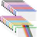 Umriox Clear Pencil Pouch, 9.2 x 4.7 in (10 Colors, 20 Packs), A6 Pencil Bags with Zipper Bulk, Mesh Zipper Pouch for Bill Stationary Cosmetics Travel Storage