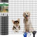 24 in x 25 ft Welded Wire Mesh Fence, 2 in × 3 in 15GA Black PVC Coated Garden Fencing Roll, Dog Barrier for Vegetable Yard, Poultry Netting,Heavy-Duty Border Fencing