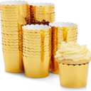 60 Pack Gold Cupcake Liners and Wrappers - Scalloped Mini Baking Cups for Muffins, Wedding, Party (1.96 x 1.8 In)