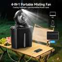 Portable Misting Fan with 11L Bucket & 20000mAh BatteryRechargeable Battery Powered Fans for Patios with Night Light, 3 Wind Speed & 3 Spray Mister Camping Outdoor Fans, Waterproof Design