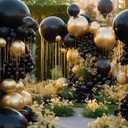 2 x Black and Gold Balloons Garland Kit, 124 Pieces Metallic Chrome Gold Balloon for Birthday Party, Wedding, Baby Shower, Gradution, New Year Party Supplies Decorations