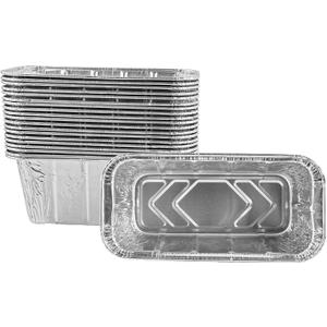 (50 Pack) 1Lb mini Loaf Pans Heavy Duty Disposable Aluminum Foil Bread Tins Standard Size 
8"L x 3.7"W x 3"Th
 Oven Safe Sturdy Small Bread Tin Pans 1 Pound Loaf Pans