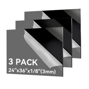Black Plexiglass Sheets 1/8 inch Thick-24 x36 Acrylic Sheets,Pack of 3-Easy to Cut with Saw or Drill, Ideal for Signs,Crafting & Home Projects
