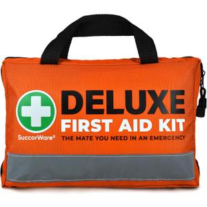 SuccorWare 380 Pieces Deluxe First Aid Kit Compact Trauma Medical Kits with Assorted Bandages, Instant Cold Pack, Emergency Blanket for Home, Travel, Camping, Vehicle, Emergency Kits(Orange)