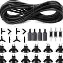 ALEGI 25 Feet 3/16 Inch Standard Aquarium Silicone Airline Tubing with Air Stones, Check Valves, Suction Cups and Connectors for Fish Tank, Hydroponics (Black)