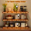 Wooden Mug Holder Countertop, Coffee Station Organizer, Counter Shelf for Tea Coffee Bar Accessories, Matcha Stand, Cup Display, Kitchen Condiment Storage Rack,3tier,11.81IN