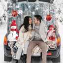 Halloween Trunk or Treat Car Decorations Kit Christmas in October Theme Wood Winter Snowman Backdrop Xmas Trunk or Treat Decorations for SUV,Archway,Garage Door,Photo Booth Party Supplies