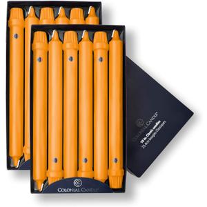 Colonial Candle Unscented Taper Candle, Classic Collection, Caramel, 10 in, Pack of 12 - Up to 8 Hours Burn