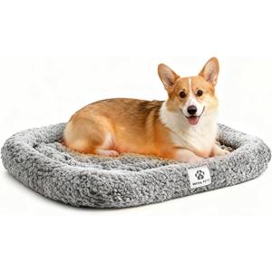 Mora Pets Self Warming Cat Bed Self Heating Pet Pad with Bolster and Foam Washable Removable Cover Non Slip Thermal Sherpa Fabric Pet Mat Grey 23 Inch