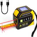 4-in-1 Laser Tape Measure - Laser Level & Crosshairs, 130ft/40m +16ft/5m AutoLock Tape, AngleHold, Backlit LCD Ft/In/M, Area/Volume/Pythagorean, ClassII for DIY/Construction/Interior Design
