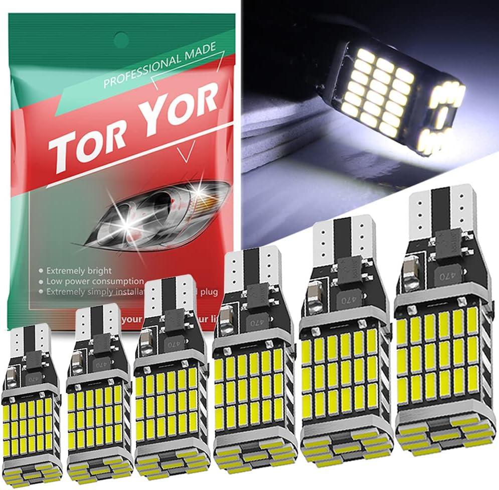 921 LED Bulbs 912 Reverse Lights Pack of 6, 6000K Xenon White CANBUS T10 T15 906 W16W 921K 922 Back-up, Replacement For Cargo Lights