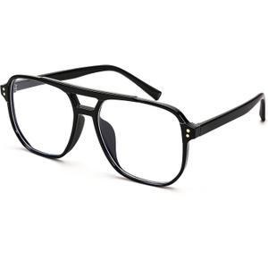 FEISEDY Blue Light Blocking Glasses Fake Nerd Clear Square Computer Lightweight Pilot Glasses Frame Oversized B2866