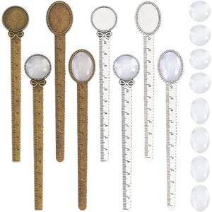 8 Pcs Cabochon Bookmark 2 Styls Owl Shape Animal Bookmarks with Round Tray Tibetan Alloy Makings Sets for DIY Reading Lovers Bookmark Craft Making Tray:25x18mm