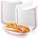 Roshtia 100 Pack Baseball Party Supplies Paper Food Trays Disposable Serving Tray Nacho Food Boats for Baseball Birthday Decorations(2lb)