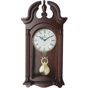 Pendulum Wall Clock Battery Operated - Wooden Hanging Grandfather Wall Clock with Pendulum, 23.5x9 inch - Quiet, Non-Chiming, with Real Wood for Living Room Decor, Office & Home Décor Gift, Large