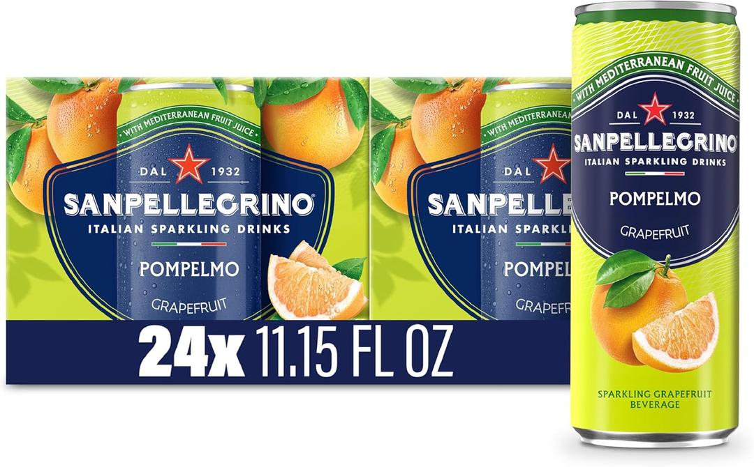 Sanpellegrino Italian Sparkling Drink Pompelmo, Sparkling Grapefruit Beverage, 24 Pack Of Cans (11.15 Fl Oz (Pack of 24)), Best By: 09/01/26