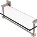Allied Brass MT-1-16TB Montero Collection 16 Inch Vanity Integrated Towel Bar Glass Shelf, Antique Pewter