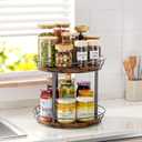 LAMU 12'' Lazy Susan Turntable Organizer, 2 Tier Round Rotating Spice Rack Organization for Kitchen Cabinet and Countertop, Wooden Lazy Susan for Table Top, Pantry, Bathroom, Vanity, Home Decor