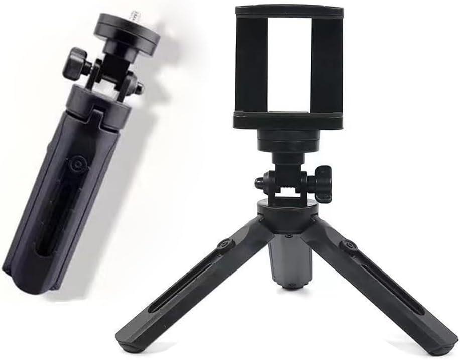 2 Pack Mini Phone Tripod Extendable Mini Camera Tripod with Phone Clip 1/4 Inch Screw Portable Selfie Stick Folding Cell Phone Stand Desk Smartphone Holder for iPhone Fill Video Selfie Light