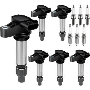 6pcs Ignition Coil & Spark Plug Fit for GMC Acadia Terrain Chevy Traverse Impala Equinox Malibu Cadillac SRX Buick Enclave 3.6L V6 2010 2012 2013 2014 2015 2016 Coil Pack Replaces# C1555 Uf569