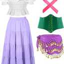 Halloween Gypsy Costume Accessories for Women Fortune Teller Pirate Dancer for Renaissance Medieval M