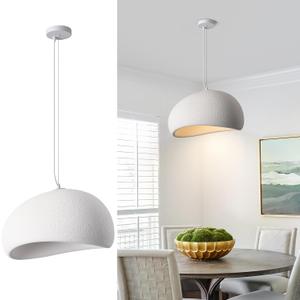 15.7in White Wabi sabi Light Fixture Dining Room Pendant Light japandi lamp Modern Pendant Light for Kitchen Island Living Room Bedroom Bathroom Entryway