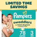 Pampers Swaddlers Diapers, Size 3 (13-26 lbs), 78 Count, Absorbent, Keeps Baby Dry and Comfortable, Skin Safe Disposable Baby Diaper
