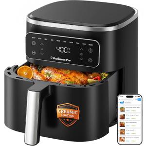Beelicious Pro 10-in-1 MicroTemp Air Fryer 6.5QT, PFAS-Free Ceramic Coating Airfryers, Nonstick & Dishwasher Safe, AI-Powered E-Recipes, Shake Reminder, Compact, Digital Display, 14.96*14.96*12.2 inch
