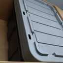 IRIS USA 27 Gallon Heavy Duty Truck Bed Toolbox Storage Tote Bins with Lids, 3 Pack - Made in USA, Tough Snap On Lid Stackable Industrial Rugged Tubs, Garage Organization, Reusable Box - Gray 
