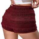 SOLY HUX Women's Micro Ruffle Shorts Lace Bloomers Y2k Low Rise Layered Mini Shorts S