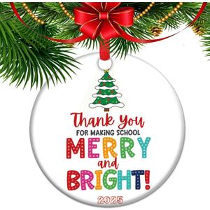 Teacher Appreciation Gifts, 2025 Christmas Ornament for Teacher Gift, Teacher Memory Ceramic Keepsake Ceramic, Thank You Gift for Teacher, End of Year Teacher Appreciation (C13)