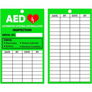 30 Pack AED Inspection Tag 5.75 x 3.25 Inch-PP Plastic Inspection Record Tags Double Sided Tear Proof and Waterproof Medical Equipment Inspection Tag