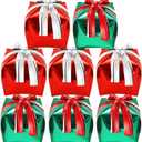 Skylety 8 Pcs Christmas Cube Foil Balloons 24 Inch Green and Red Gift Box Foil Balloons with Bow Christmas Cube Balloon Gift Box for Xmas Birthday Party Decorations